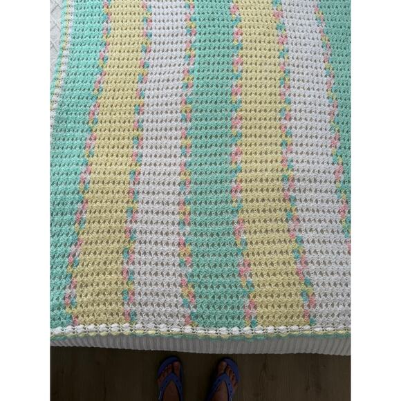 Handmade Pastel Crochet Baby Blanket 42x53, Soft Vintage Style Afghan - Picture 15 of 16